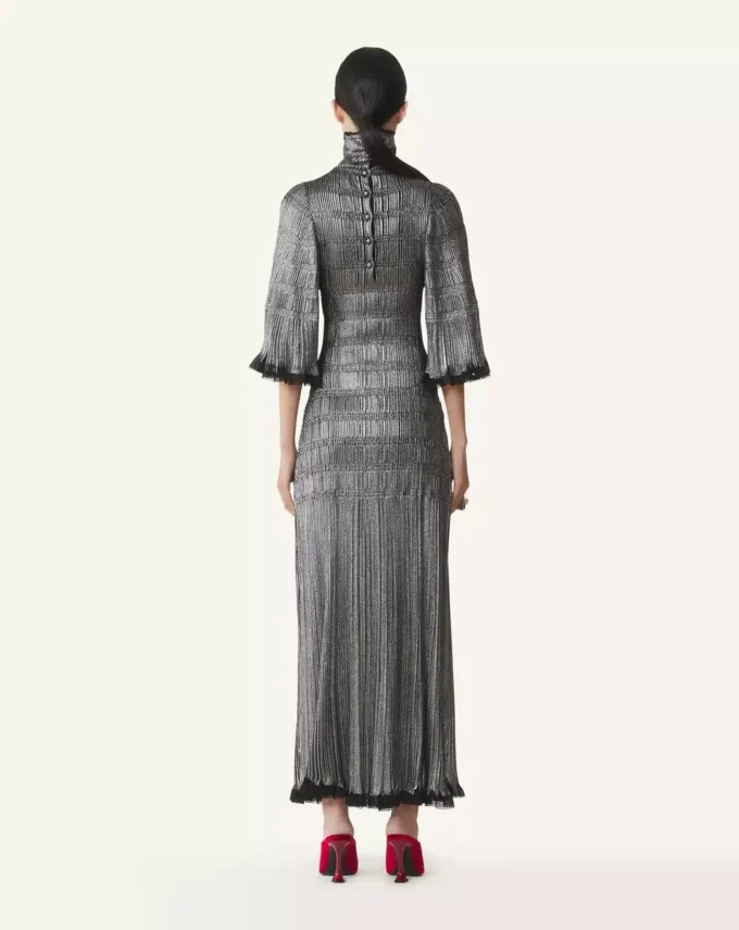Midikleid aus metallischer Viskose