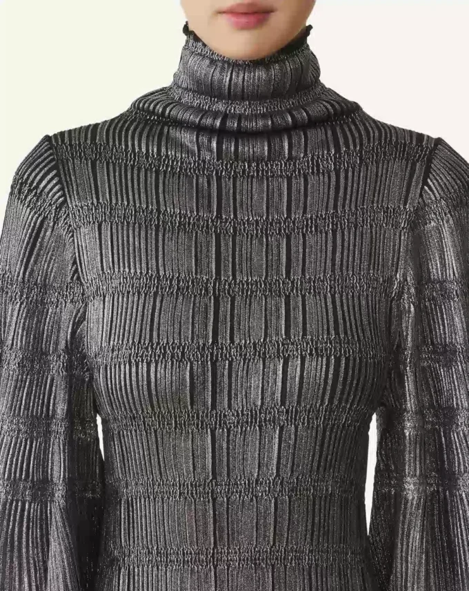 Midikleid aus metallischer Viskose
