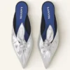 Midnight Step Bow Mule aus Metallic-Leder