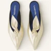 Midnight Step Bow Mule aus Metallic-Leder