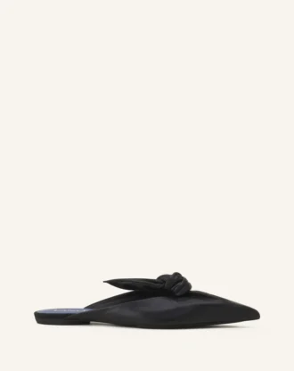 Midnight Step Leder-Mule mit Schleife