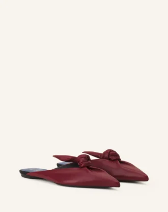 Midnight Step Leder-Mule mit Schleife