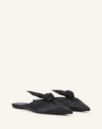 Midnight Step Leder-Mule mit Schleife