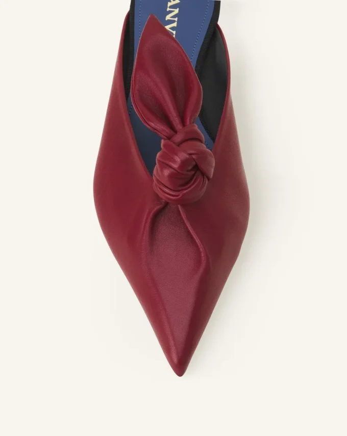 Midnight Step Leder-Mule mit Schleife