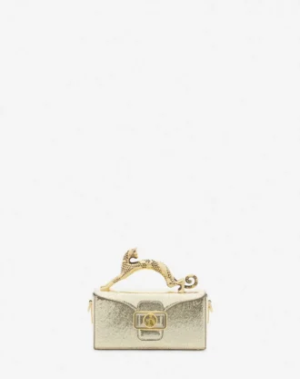 Nano Pencil Cat Bag aus geknittertem Metallic-Leder