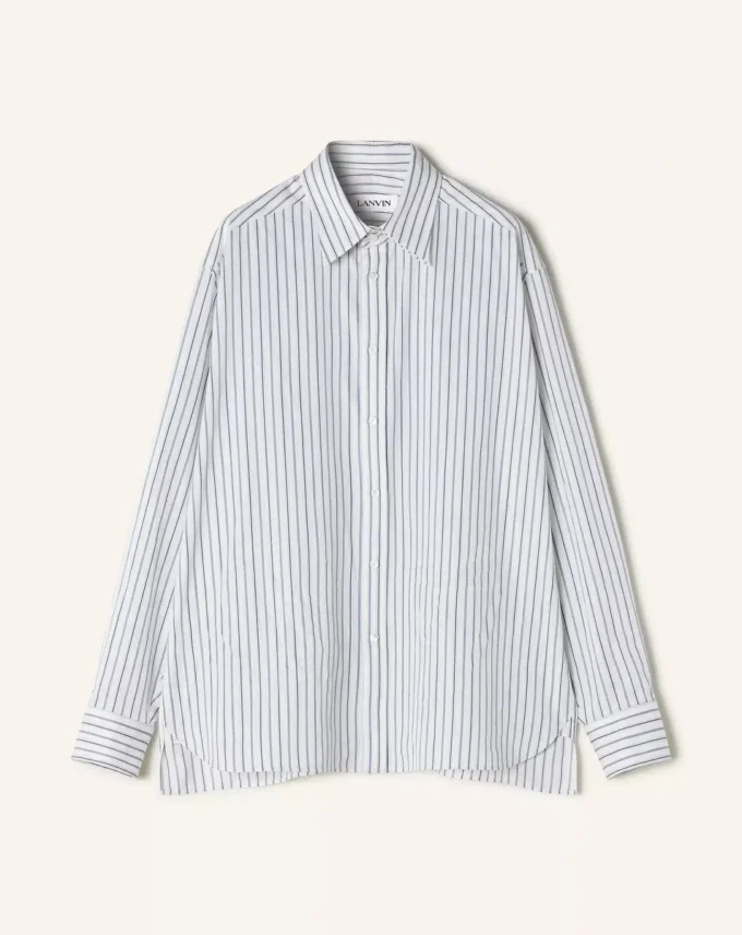 Oversized-Hemd aus gestreifter Baumwollpopeline Oversized-Hemd aus gestreifter Baumwollpopeline