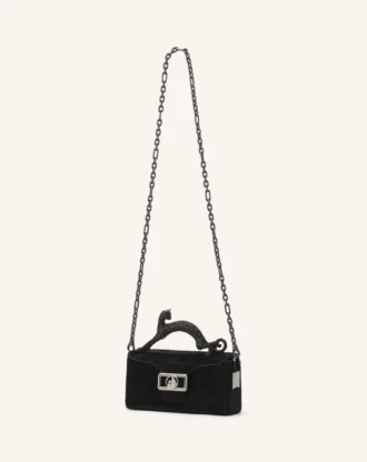 Pencil Cat Nano-Ledertasche mit Pony-Effekt und Strasssteinen Pencil Cat Nano-Ledertasche mit Pony-Effekt und Strasssteinen
