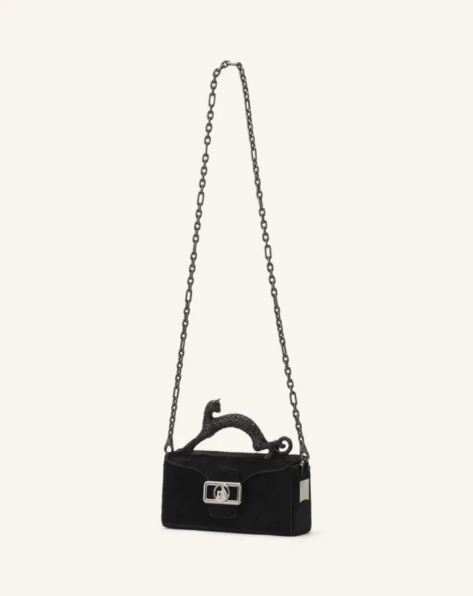 Pencil Cat Nano-Ledertasche mit Pony-Effekt und Strasssteinen