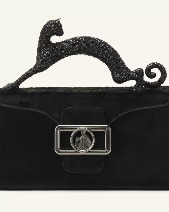Pencil Cat Nano-Ledertasche mit Pony-Effekt und Strasssteinen