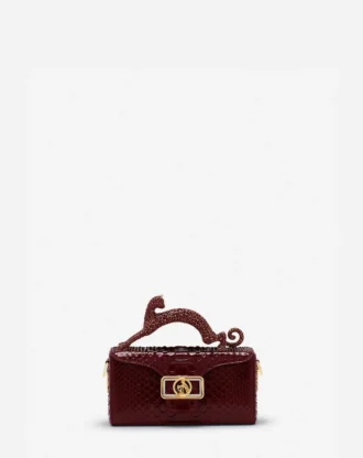 Pencil Cat Python- und Strass-Tasche