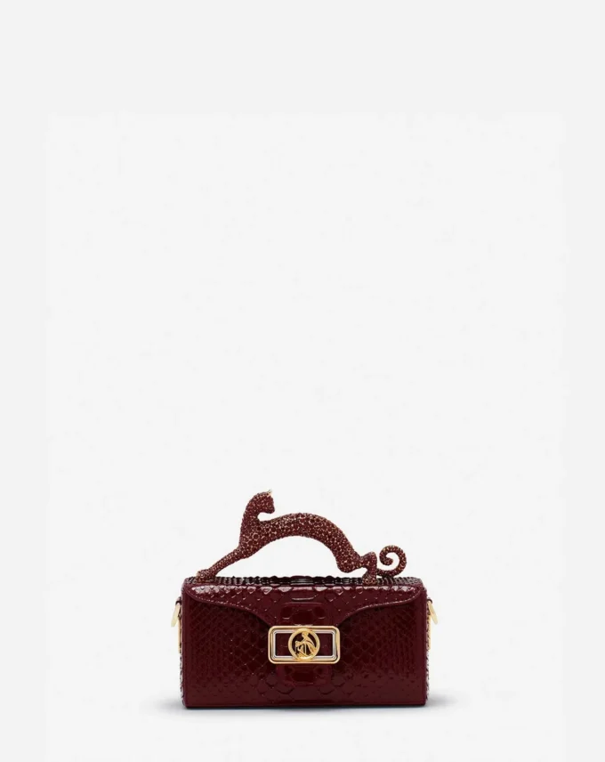 Pencil Cat Python- und Strass-Tasche