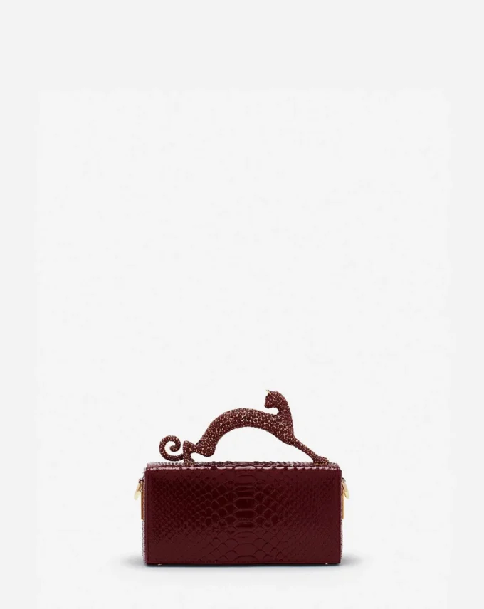 Pencil Cat Python- und Strass-Tasche