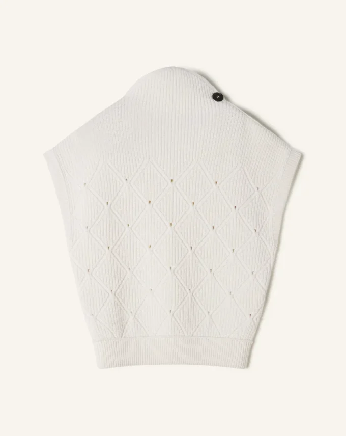 Ärmelloser Wollpullover mit Diamantdetails