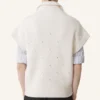 Ärmelloser Wollpullover mit Diamantdetails