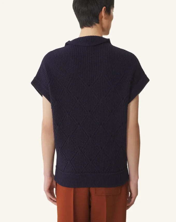 Ärmelloser Wollpullover mit Diamantdetails