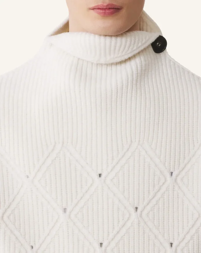 Ärmelloser Wollpullover mit Diamantdetails
