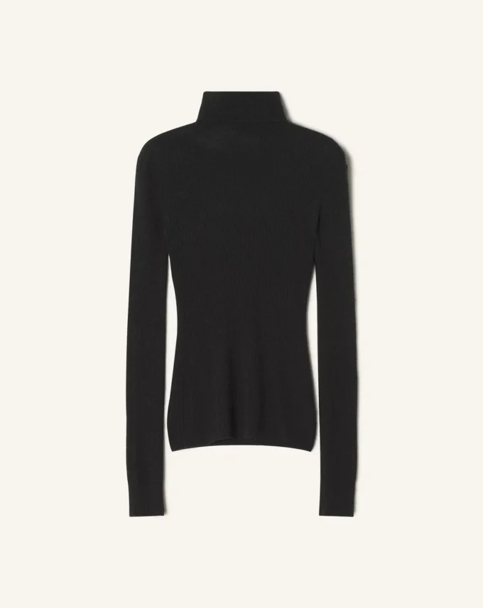 Rollkragenpullover aus Merinowolle und Seide