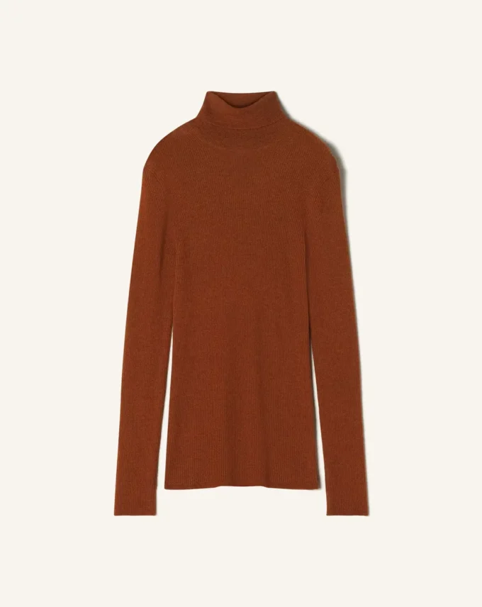 Rollkragenpullover aus Merinowolle und Seide