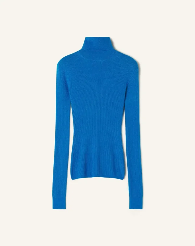 Rollkragenpullover aus Merinowolle und Seide