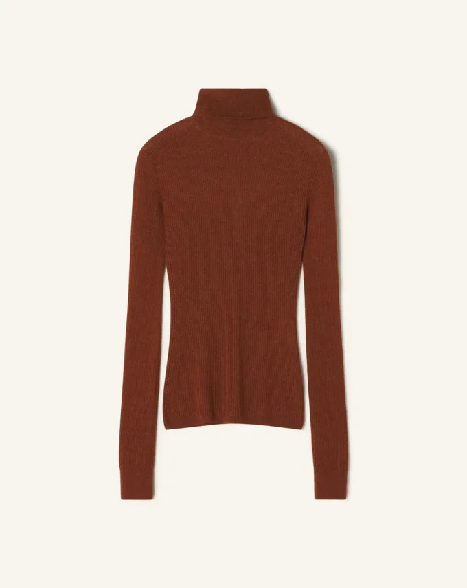 Rollkragenpullover aus Merinowolle und Seide
