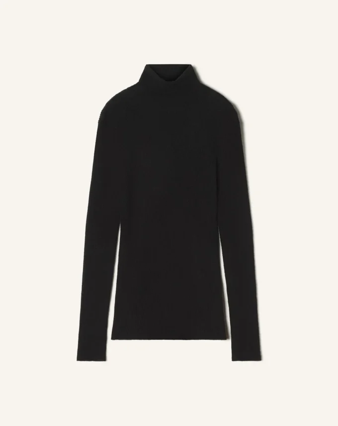 Rollkragenpullover aus Merinowolle und Seide