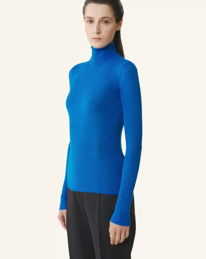 Rollkragenpullover aus Merinowolle und Seide