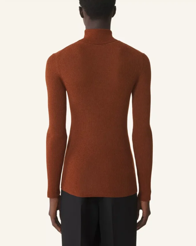 Rollkragenpullover aus Merinowolle und Seide