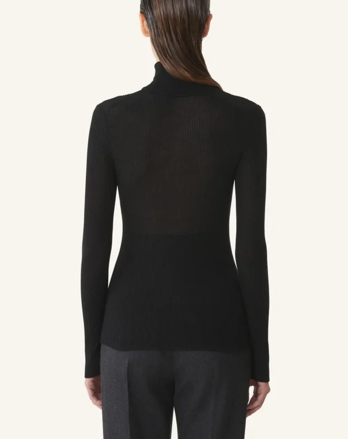 Rollkragenpullover aus Merinowolle und Seide