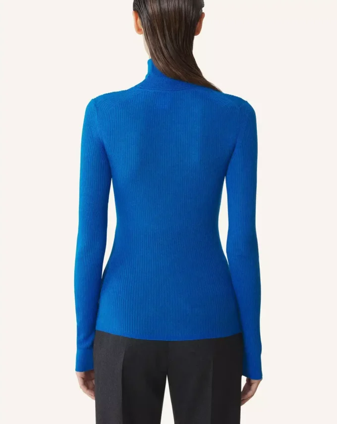 Rollkragenpullover aus Merinowolle und Seide