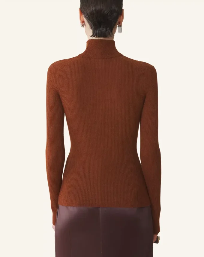 Rollkragenpullover aus Merinowolle und Seide