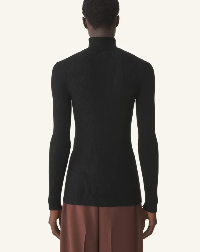Rollkragenpullover aus Merinowolle und Seide