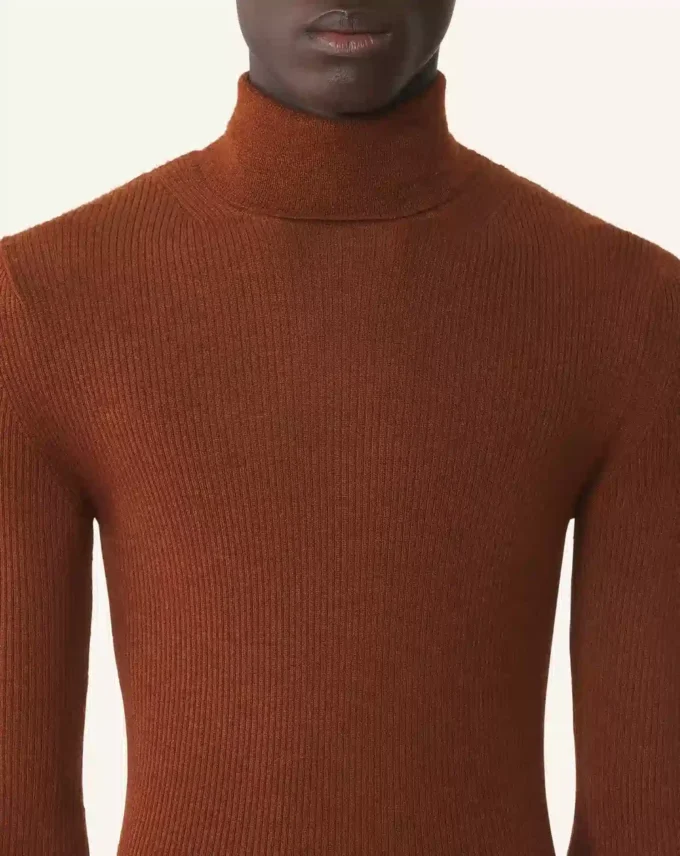 Rollkragenpullover aus Merinowolle und Seide