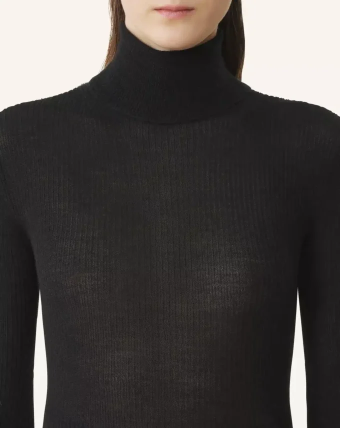 Rollkragenpullover aus Merinowolle und Seide