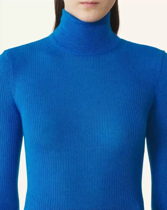 Rollkragenpullover aus Merinowolle und Seide