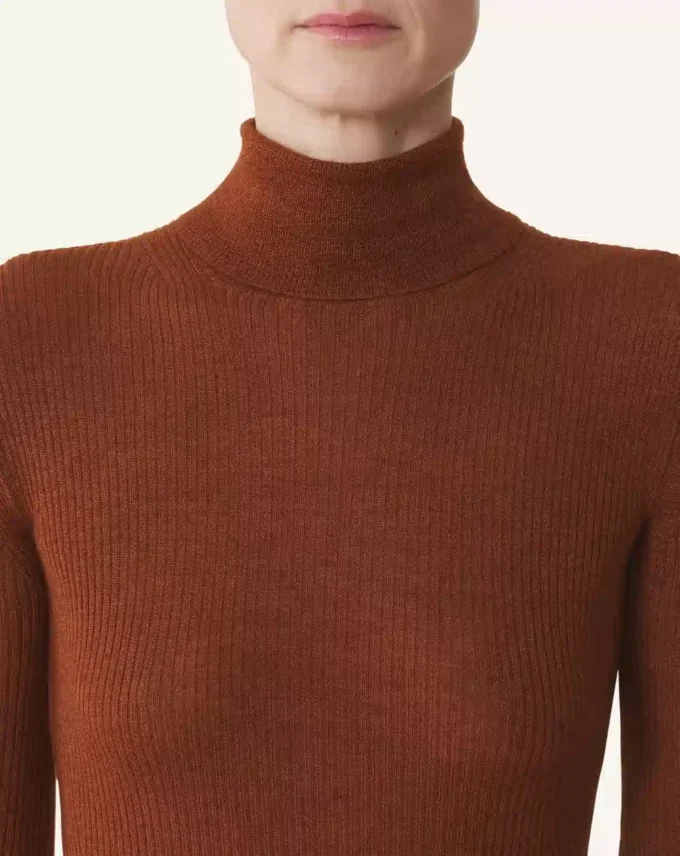 Rollkragenpullover aus Merinowolle und Seide
