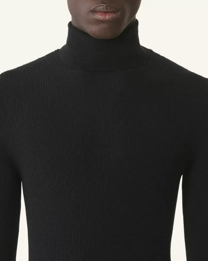Rollkragenpullover aus Merinowolle und Seide