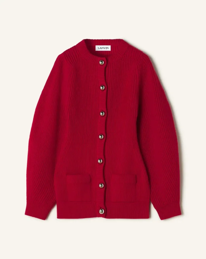 Strickjacke aus gerippter Wolle