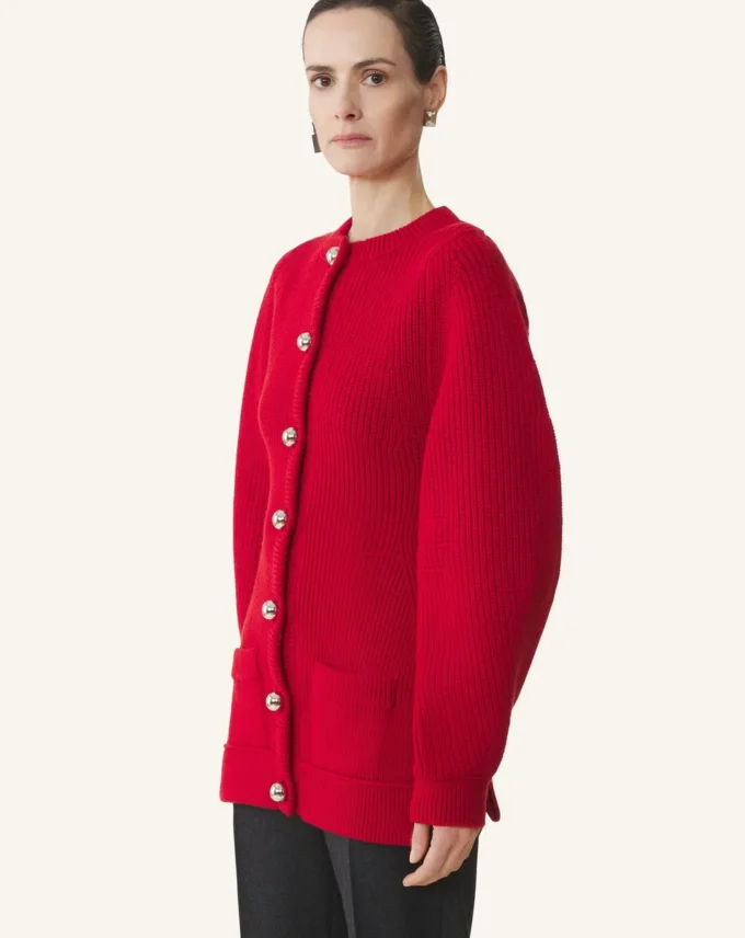 Strickjacke aus gerippter Wolle