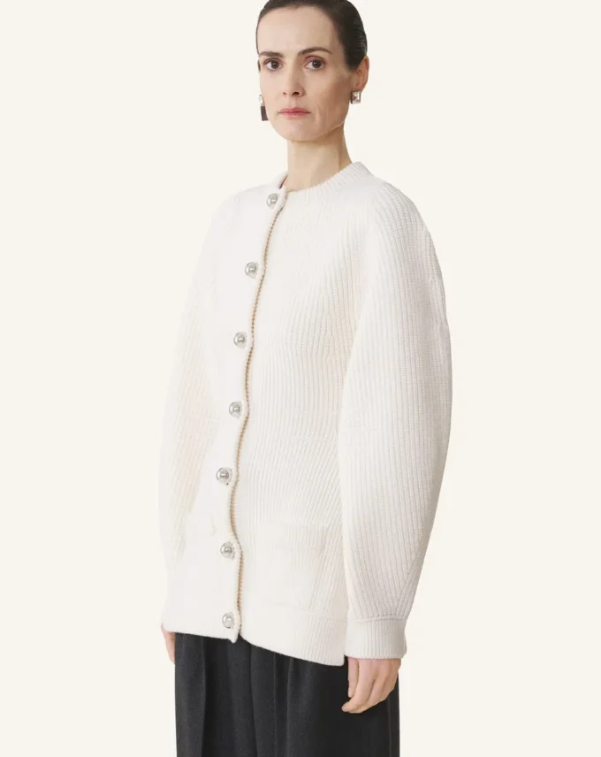 Strickjacke aus gerippter Wolle