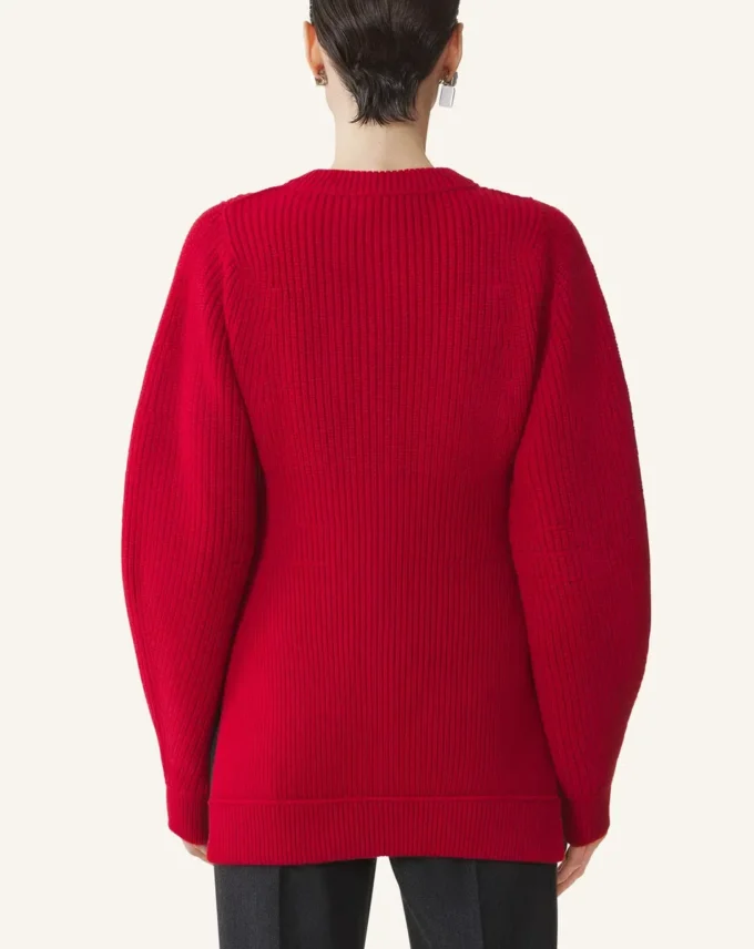 Strickjacke aus gerippter Wolle