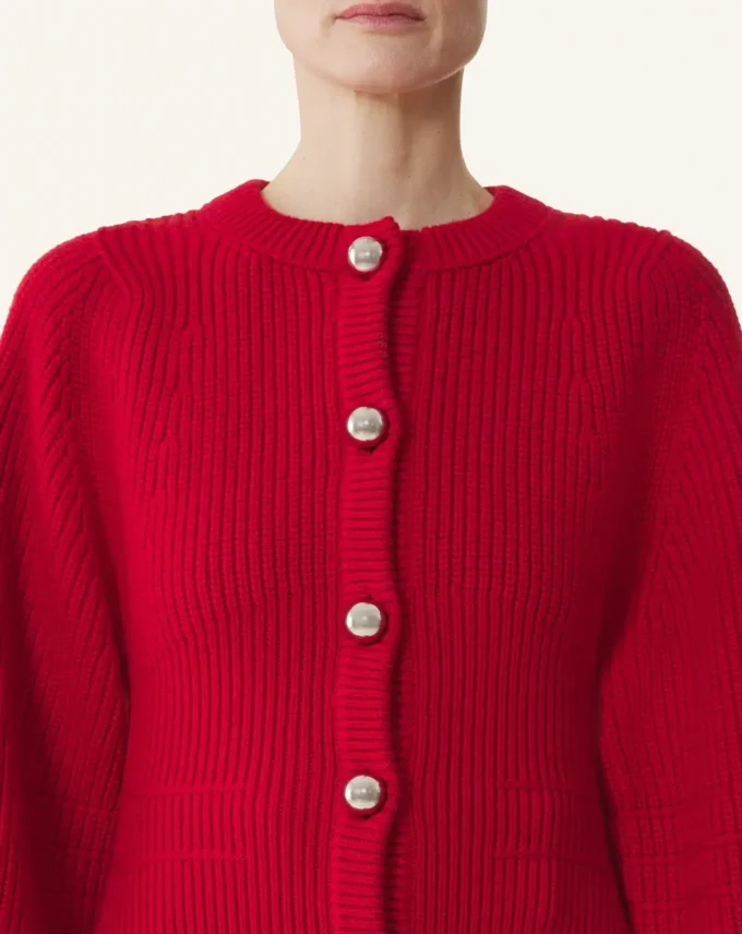 Strickjacke aus gerippter Wolle