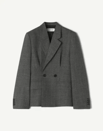 Zweireihige, taillierte Jacke aus Prince-of-Wales-Wolle